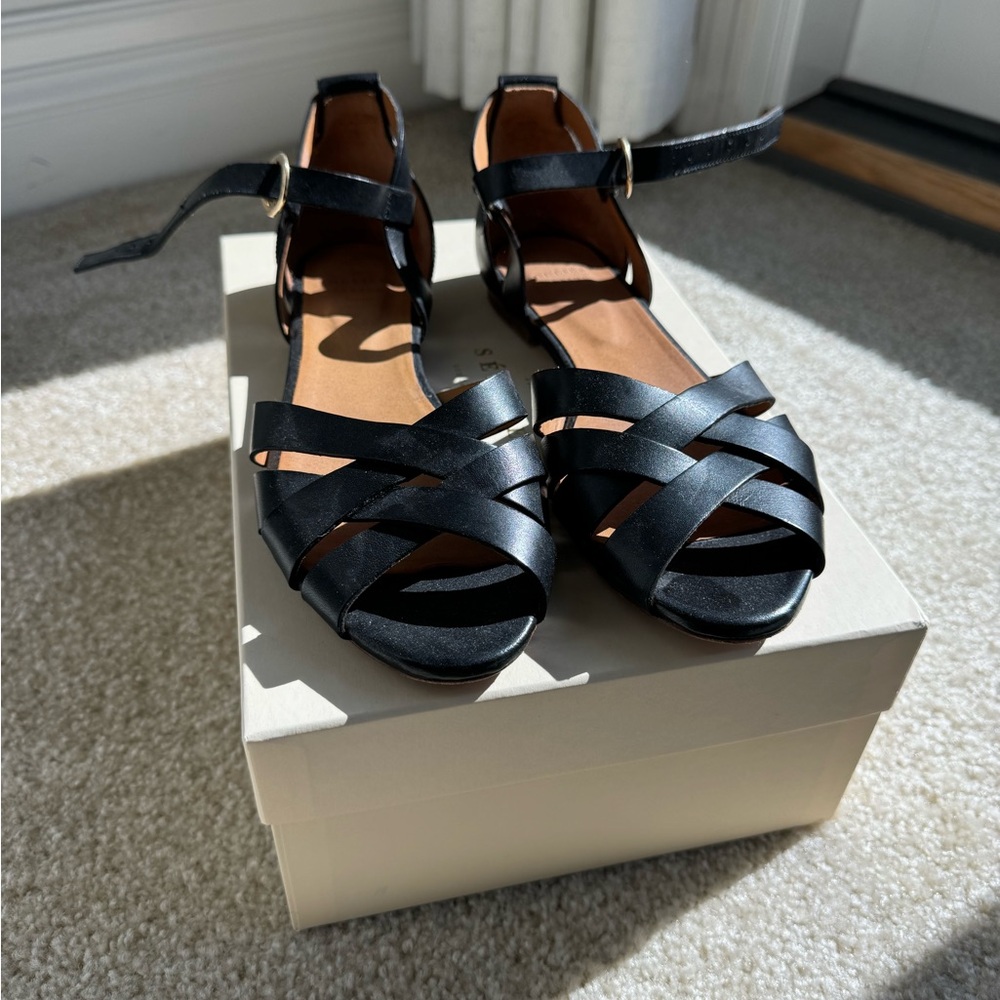 Sezane Low Marianne Sandals Black - Size 39